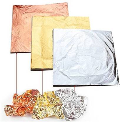 Chris W 300 Sheets Imitation Gold Leaf, Silver Leaf, Copper Leaf For Arts, Gilding Crafting, Decoration, Furniture, 5.5 X 5.5 In
