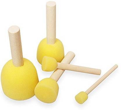 Aipaide 30 Pcs Round Paint Foam Sponge Painting Brushes Set Assorted Size With Wooden Handle Sponge Stippler Set/Drawing Tools For Kids,