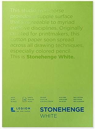 Legion Paper Stonehenge Legion Pad, Cotton Deckle Edge Paper, 9 X 12 Inches, White, 15 Sheets (L21-Stp250Wh912)