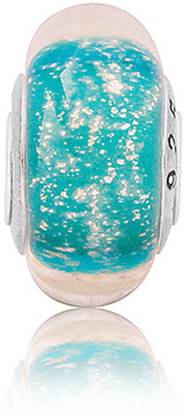 Linkingcharms 92.5 Sterling Silver Charms For Women, Girls - Shimmery Green Bubbled Murano Silver Beaded Charm