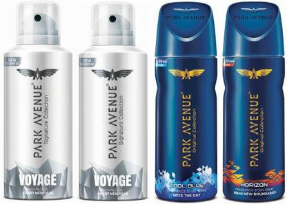 PARK AVENUE Two Voyage Signature, One Cool Blue, One Horizon Deodorant Combo for Men(Pack of 4) Deodorant Spray  -  For Men