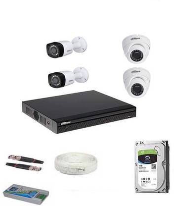 DAHUA FULL HD 2MP CAMERAS COMBO KIT 4CH HD DVR+ 2 BULLET CAMERAS + 2 DOME CAMERAS+1TB HARD DISC+ WIRE ROLL +SUPPLY & ALL REQUIRED CONNECTORS,DVR Security Camera