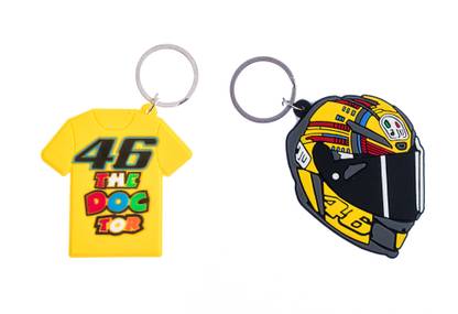 AVI Rubber Singlesided Dr46 Valentino Rossi Jersey & Valentino Rossi Helmet Design Combo Pack Key Chain