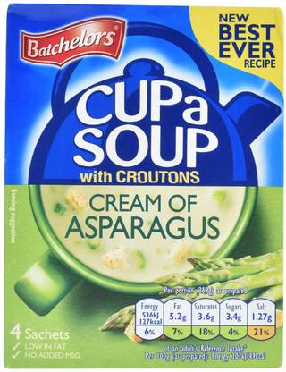 Batchelors Cup a Soup with Croutons, Cream of Asparagus (4 Sachets) - 117g