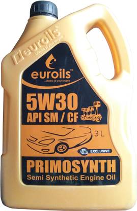 Euroils EU-AJ1-003-000 Primosynth 5w-30 SM/CH4 Semi Synthetic Car Oil (3 L) Synthetic Blend Engine Oil