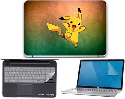 GALLERY 83 ® Pokemon (Pikachu) wallpaper 3 in 1 combo pack with laptop skin sticker decal, key guard, Screen protector all are laptop 15.6 inch Combo Set 3424 vinyl Laptop Decal 15.6 Combo Set