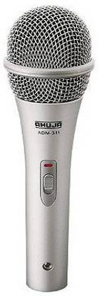 Ahuja ADM 311 Silver Colored Wired Microphone With 6 meter XLR to mono mic wire and Clip