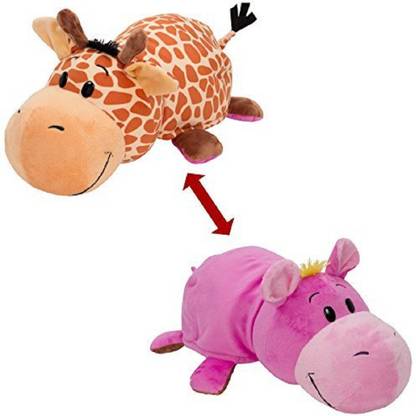 Skylofts (Giraffe + Hippo ) 2-in-1 Stuffed Animal 16" inch Soft Toy-that Transform from 1 Animal into Another with a Quick Flip.  - 40 cm