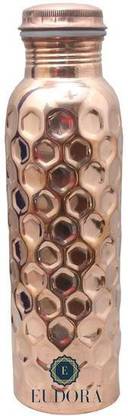Eudora Utensils |Copper Items |Diamond Designer Copper bottle 1 litre, Leak proof, Jointless, Seamless|Capacity-1000 ml| Dimensions- H*B- 27*7.5 in cm| Antique Yoga Water Bottle|Matt Finish| Online Best Seller| Gift Offer for Copper Bottles 1000 ml Bottle