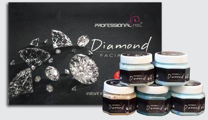 Professional Feel Diamond Facial Kit, Way to use facial kit, Fairness, Whiting, Skin, Instant Result Without Damage Skin (Set of 5)