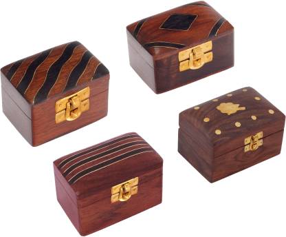 Craft Art India Combo Offer-Wooden Decorative Handmade Jewelery Box/Storage Box/Jewellery Box/Accessories-Set Of 4 Pcs {Size(Inch):1.5x2x3 each} Jewellery Vanity Box
