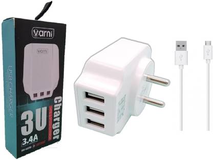 Varni 3.1 3.4 A Multi-pin Wall Charger for Mobile with Detachable Cable