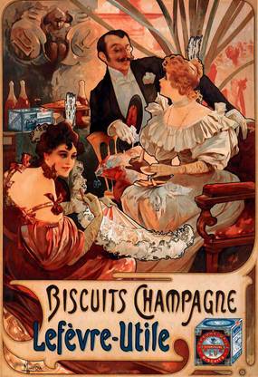 Buscuits, Lefevre-Utile 2 by Alphonse Mucha Paper Print