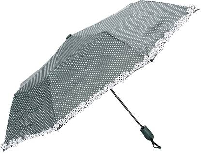 Care 4 Green Dot Printed with frills, 3 fold fancy Automatic Umbrella for Rains, Summer & All Year Use Umbrella