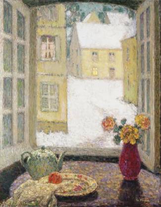 THE MUSEUM OUTLET Table in front of the Window, Versailles, 1937 Canvas 40 inch x 30 inch Painting