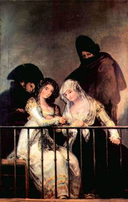 THE MUSEUM OUTLET Majas on a Balcony by Goya Canvas 40 inch x 30 inch Painting
