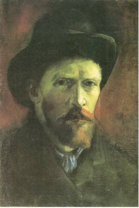 Self-portrait with dark felt hat by Van Gogh Paper Print
