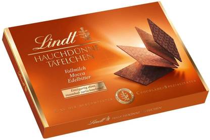 LINDT Swiss Thins VollMilch Mocca Edelbitter 48 delicate Swiss Chocolate Thins - 125g Bars