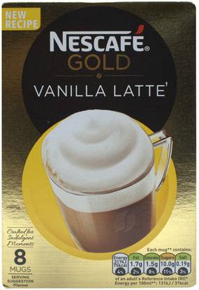 Nescafe Gold Vanilla Latte, 8 Mugs - 148g (8x18.5g) Instant Coffee