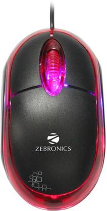 ZEBRONICS zebronics neon black and red Wired Optical Mouse
