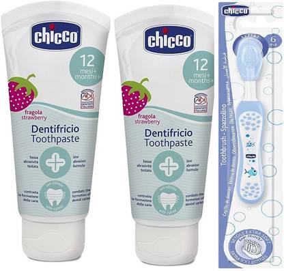Chicco Two straberry tooth paste with tooth brush