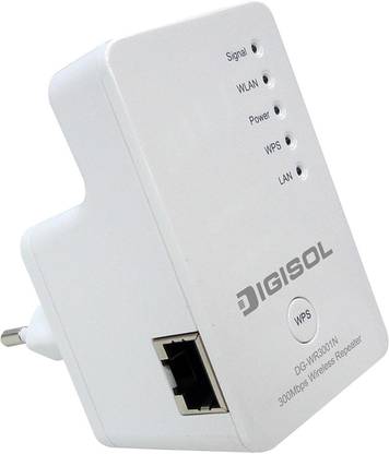 DIGISOL DG-WR3001N WiFi Range Extender 2.4 GHz 300 Mbps Wifi Speed Tri Band Internal Antenna Ethernet (Cable Broadband)