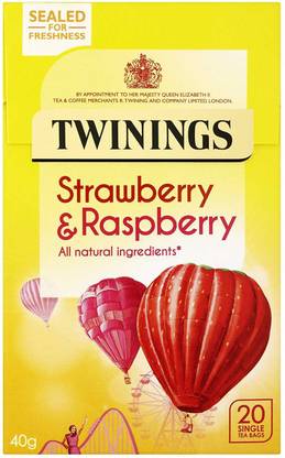 TWININGS Strawberry & Rasberry, 20 Tea Bags - 40g (20x2g) Strawberry, Raspberry Tea Bags Box