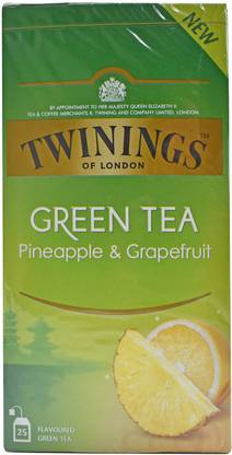 TWININGS Green Tea Pineapple & Grapefruit, 25 Tea Bags - 40g (25x1.6g) Assorted Green Tea Bags Box