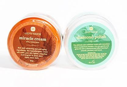 Lilys Touch Diamond Polish Scrub & Miracle Cream Skin Brightener Whitening Combo