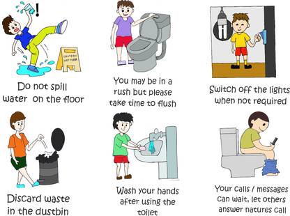 Ladies and Gents Toilet Rules - Combo A4 size Paper Print
