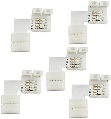 ACUTAS (5pcs) 4 Pin LED Connector L Shape For Connecting Corner Right Angle 10mm 5050 LED Strip Light RGB LED Connector Wire Connector