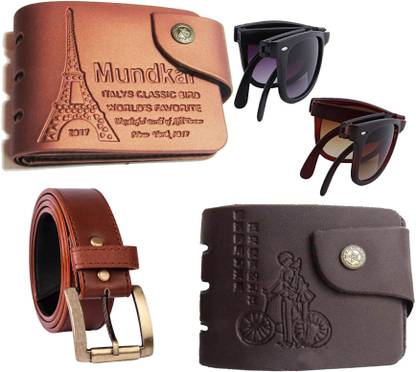Mundkar Sunglass, Wallet & Belt Combo