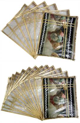 STYLERA Transp 18 SET OF 18 Single Packing All Side Transparent Saree Cover Storage Box (Wedding Collection Gift) Premium Clothes Cover Garment Organizer Saree Case Sari Pouch Storage Bag Both side transparent Transp 18