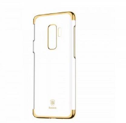 Midkart Back Cover for Samsung S9 Plus/ S9+ Original Baseus Transparent Gold Shiny Border Hard Cover