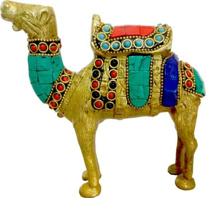 Brass Collection Brass Camel Statue with Handwork colour Decorative Decorative Showpiece  -  14 cm