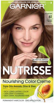GARNIER Nutrisse Haircolor, Light Ash Brown Mochaccino 61 , Light Brown
