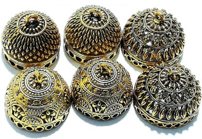 Combo of 4 GOELX Antique Golden Designer Lord Ganesha Pendants for Necklace Making Style 7