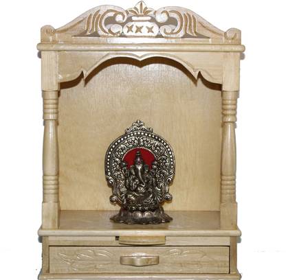 Teakwood Open Front Peacock Designed Temple (Height : 43cm) Solid Wood Home Temple