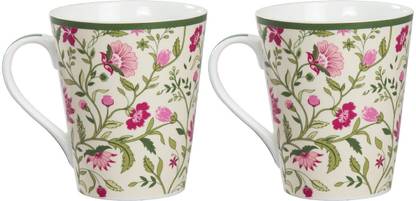 CLAY CRAFT India Circus Rose Mallow Moscheutos Milk Set of 2 Bone China Coffee Mug