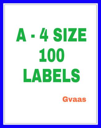 GVAAS 100 A-4 SIZE Matte Paper Labels Sticker For Inkjet and Laser printers SELF ADHESIVE Paper Label