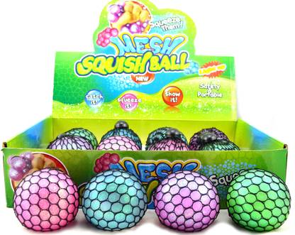AncientKart Squeeze Mesh Smash Stress Relief Balls with Slime Inside (Set of 4) Multicolor Putty Toy