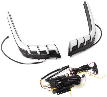Bikers World 01 Car Front Bumper White WIth Led Turn Signal Indicator For Swift 2015-2016 Car Reflector Light