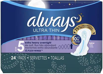 Always Ultra Thin Extra Heavy Overnight Pads, 24 Count Sanitary Pad