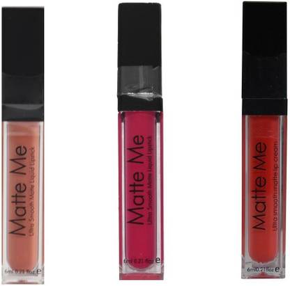 Makeup Fever Matte Me ultra Smooth Liquid Lipstick pack of 3 (Very Nude,Lotus,Pure red)