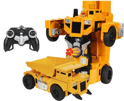 IndusBay 1:14 Scale RC Infrared Remote control Transformer Dump Truck 2.4G Deformation bumblebee Transformers Robot Dumper Car