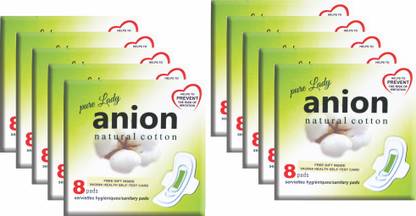 हैप्पी टाइम "Pure Anion" Sanitary Pads (8 pads) X 10 pkts सैनिटरी पैड