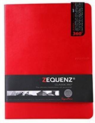 Zequenz Classic 360 Soft Bound Journal/ Writing Notebook Red Lite Large 7 1/2" X 9 7/8" 100 Sheets/200 Pages Grid Pattern