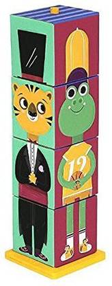 Krooom Stack & Match Animals, 4 Cubes 3D To Assemble Figurines (K 440)