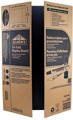 Elmer's Corrugated Tri-Fold Display Boards, 36 X 48 Inches, 1-Ply, Black Inside/Kraft Outside, 6-Count (J730305)