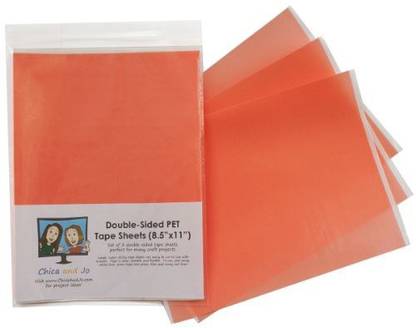 Chica and Jo Double Sided Tape Sheets By - 3-Pack Of 8.5"X11" Clear Adhesive Sheets. Super Strong Sticky Pet Tape With Red Liner